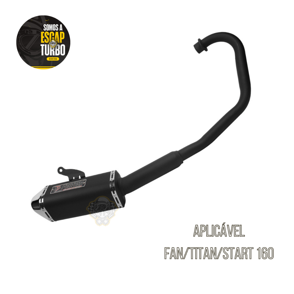 Escapamento Start 160 2016-2021/ Fan 160 /Titan 160 Fortuna Mini Tri Preto