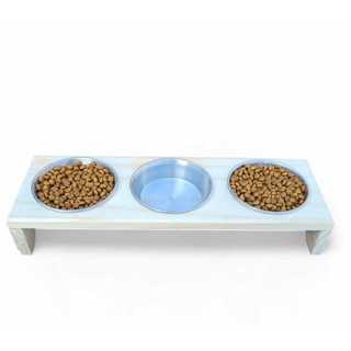 Comedouro Para Pet Elevado Triplo Cães e Gatos Pequeno Porte