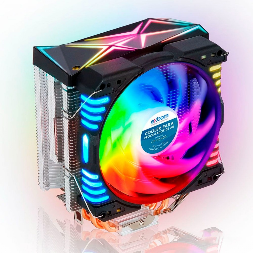 Cooler Para Processador RGB Air Cooler 4 Heatpipes Cobre CP-H5400 EXBOM
