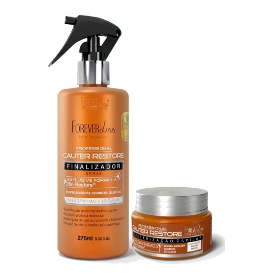Forever Liss Cauterização Cauter Restore Spray Finalizador 275ml + Mini Máscara 40g - Selagem Poderosa