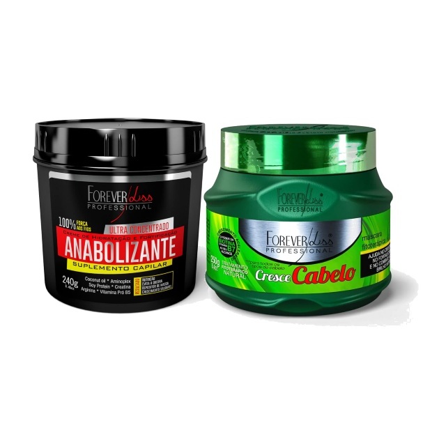 Forever Liss Kit Máscara Anabolizante Capilar 240g + Máscara Cresce Cabelo 250g - Crescimento e Fortalecimento