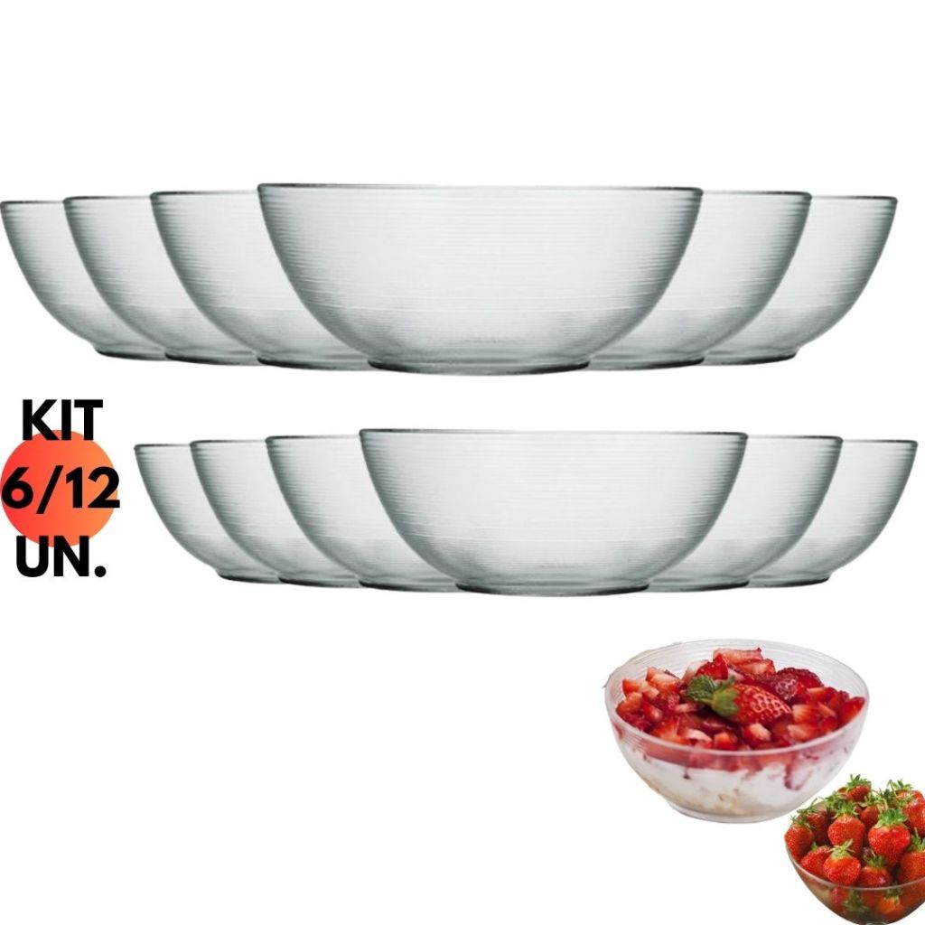 Kit 4/ 6/12 Bowl Saladeira Vidro Duralex 270ml Diamante Resistente Sobremesa Tigela Cozinha PoteTemperado Jogo Conjunto Mesa Posta Buffet Caldo Mousse Servir Frutas Domestico Decoraçao