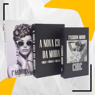 Conjunto de Caixa Livro Decorativo Porta Organizador Objetos Decoração Casa Sala Quarto