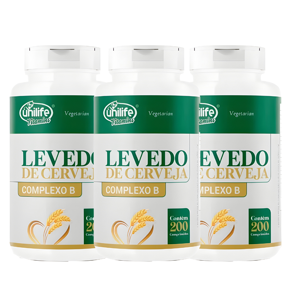 KIT C/3 Un Levedo De Cerveja Complexo B 450mg 600 Comp Unilife