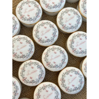 Porta Joias Porcelana 6cm Lembrancinha Personalizada Para Nascimento Nome Luísa + filete em ouro em Oferta na Shopee