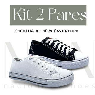 KIT Promoção 2 Tênis Cano Baixo Casual Feminino Confortável Varias Cores
