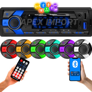 Som Automotivo Rádio Bluetooth 7 cores 200W Pen Drive Cartão SD USB & Aux RGB 6699
