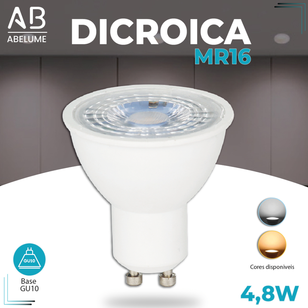 Lâmpada Led Mr16 Dicroica Gu10 4,8w Bivolt Luz Branca/Amarela - Home & Living
