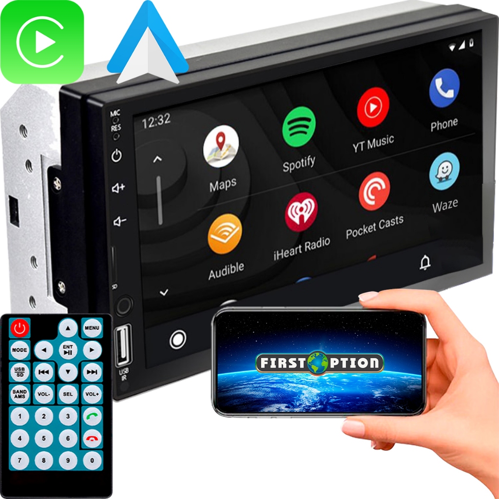 Central Multimídia Android Auto & Apple Carplay Touch Bluetooth USB SD AUX Waze Spotify 8100