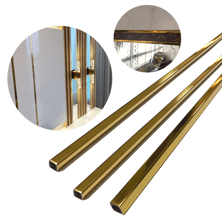 Listelo inox perfil p/ acabamentos decorativos 10x10x700mm Dourado