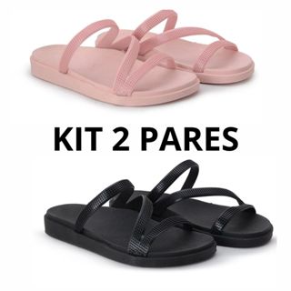 Kit 2 pares papete feminina sandália birken injetada