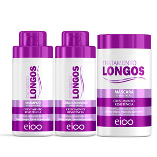 Kit Eico Cabelos Longos Shampoo Sem Sal e Condicionador Leave-in 450ml + Máscara Tratamento Hidratação 1kg