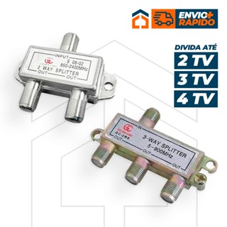 Divisor De Sinal De Antena Para Até 2 Tv, 3 Tv, 4 Tv Para Cabo Coaxial