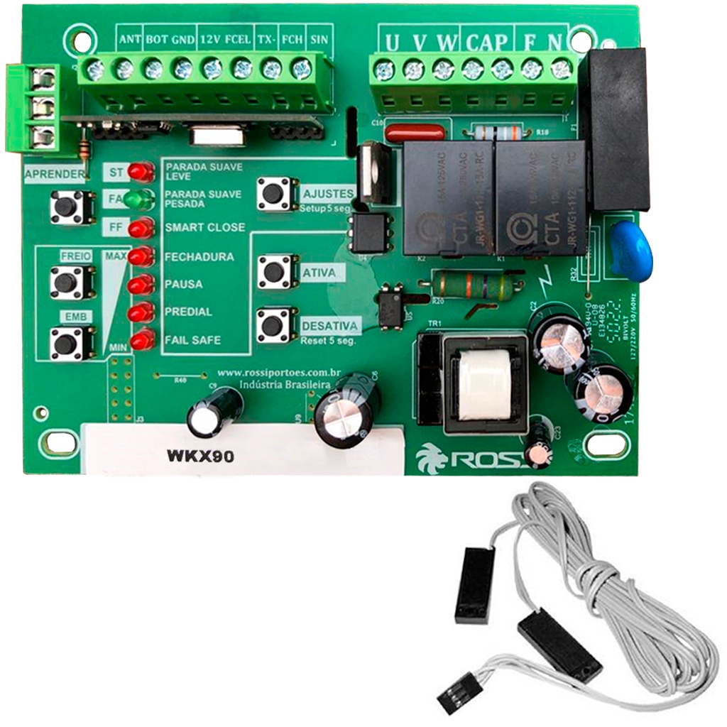 Central Placa Portão Eletrônico WKX90 Kx30 Nkx30 Wkx90 Rossi Sensor Basculante 180cm