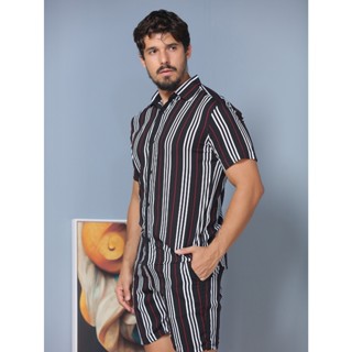 Conjunto Camisa e Short Masculino Tecido de Viscose estampa carnaval