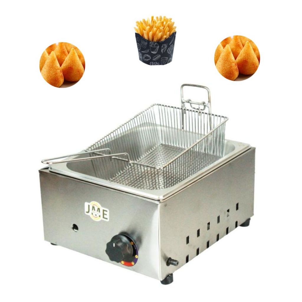 Fritadeira à Gás 100% Inox 1 Cuba 5 Litros Salgados em geral e Porções