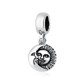 Berloque para Pulseira de Prata 925 Sol e Lua Envelhecido