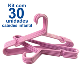 Kit 50 Cabides Infantis Rosa de Plástico Resistente para Bebê em Oferta na Shopee