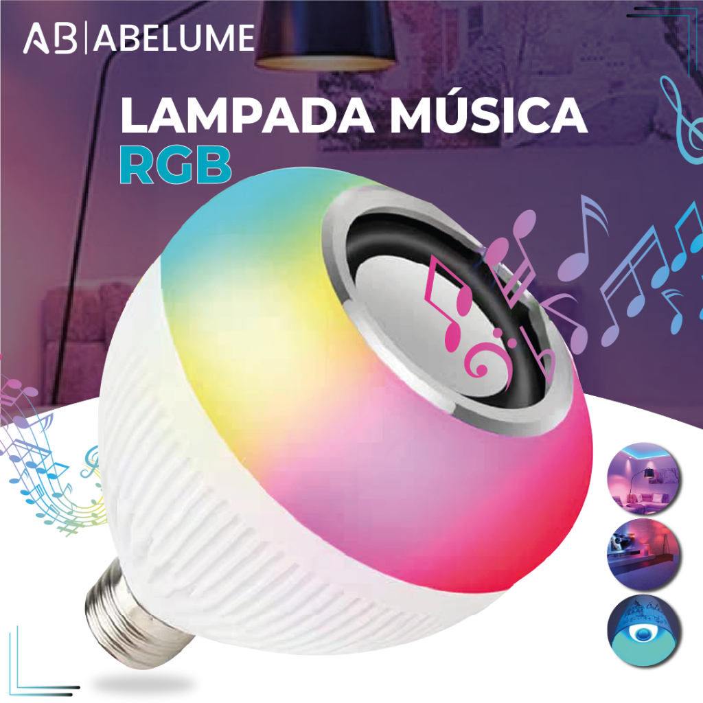 Lâmpada Bluetooth  Caixa De Som 12W Super Led com controle RGB Bivolt E27 | Festa | Natal | Ano Novo | Quarto RGB