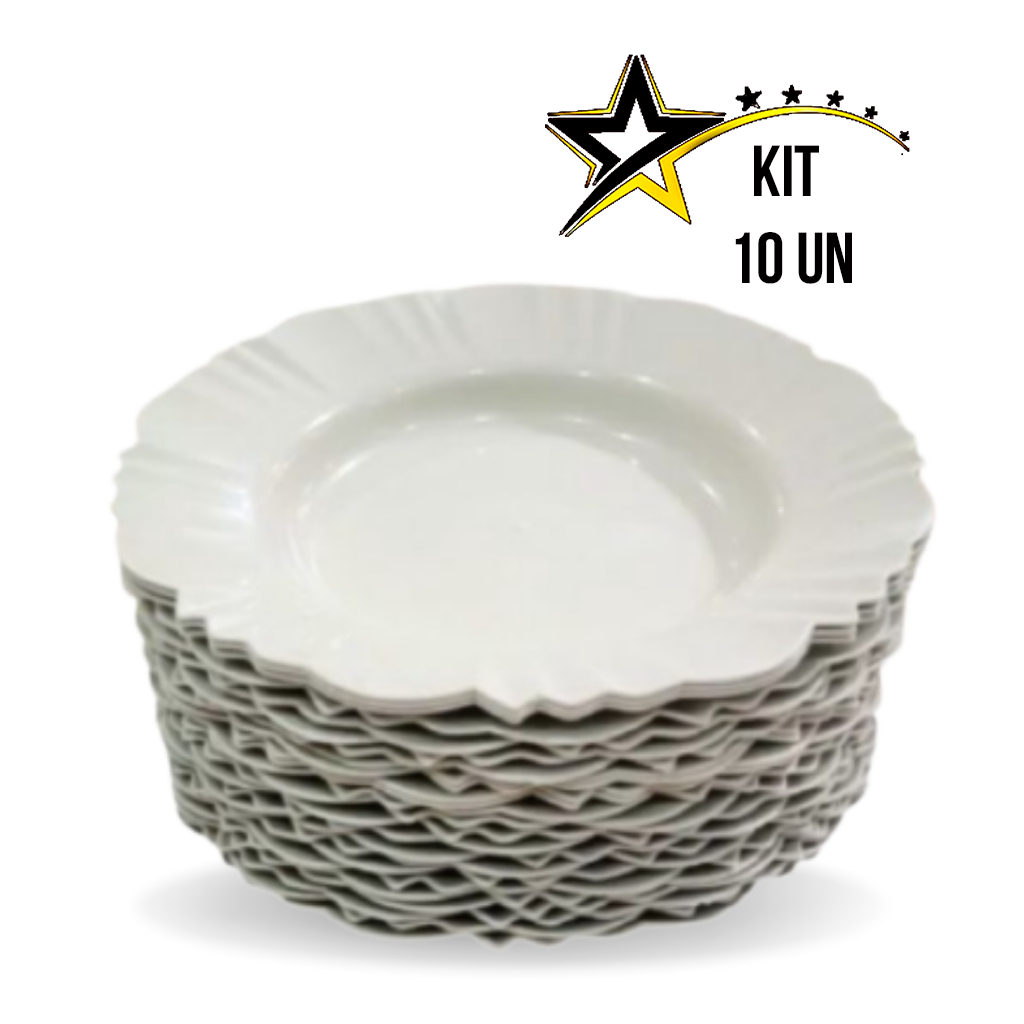 KIT 10 PRATOS FUNDO PETALA REFEIÇAO PLASTICO ACRILICO FESTA ANIVERSARIO CHURRASCO ENVIO IMEDIATO em Oferta na Shopee