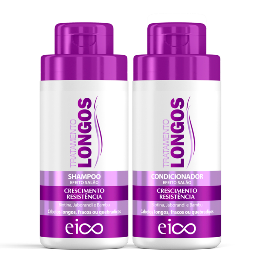 Kit Eico Cabelos Longos Shampoo e Condicionador Leave-in 450ml Crescimento Fortalecimento Capilar - Beauty