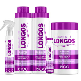 Eico Cabelos Longos Shampoo e Condicionador 800ml + Máscara Fortalecimento Crescimento + Spray Proteção Térmica 120ml