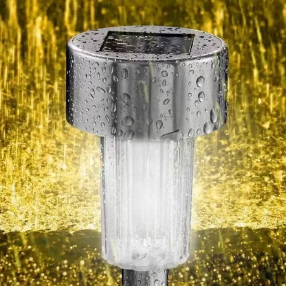 "Espeto Balizador Solar de Jardim em Aço Inox Perfeito para seu Jardim Cor Branco e Azul"