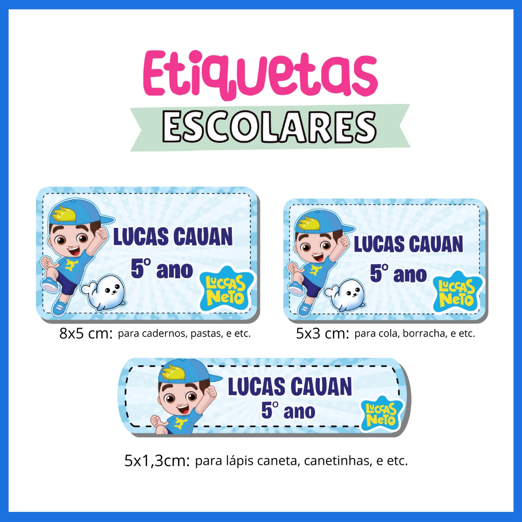 Etiqueta Escolar Luccas Neto: Onde Comprar | BuscaProdutos