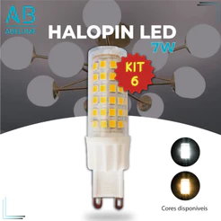 Kit 6 Lâmpada Led 7W G9 Halopin 220V | 110V / Branco Quente 3000K (Amarelo) / Branco Frio 6500K (Branco) Luz Bipino | Arandelas e Decoração