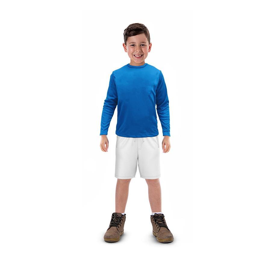 Camisa Longa Infantil Moda Praia Uv 50 Térmica Verão Azul Turquesa