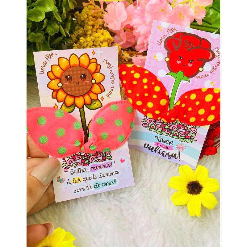 20 mimos tag+xuxinha scrunshies florzinha dia da mulher dia das mães 2024 especial cliente para loja comércio fofo