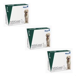3 unidades Ivercanis Vermífugo E Antipulgas 3mg 7,5 A 22,5kg