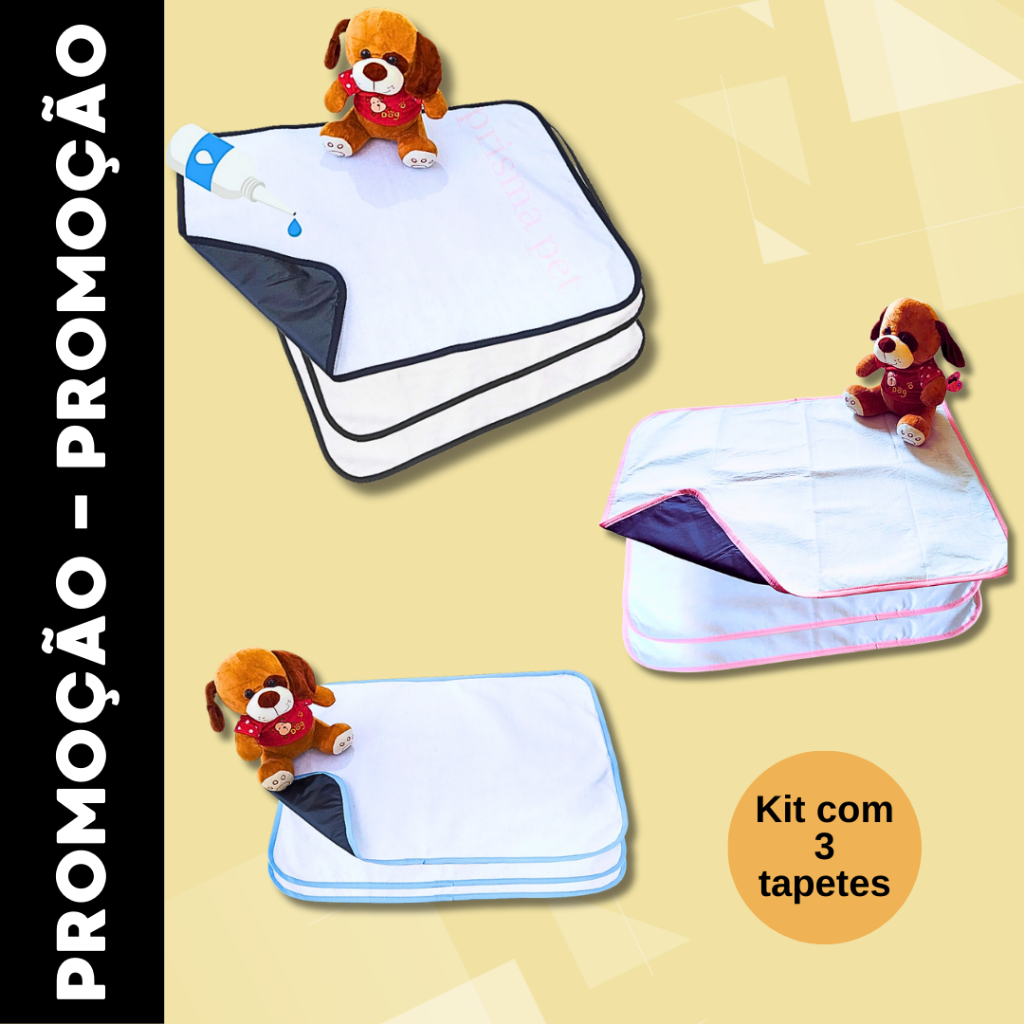 Kit 3 Tapetes Higiênicos Laváveis Tamanho G 70x50 - Alta Absorção e Durabilidade para 200 Lavagens em Oferta na Shopee