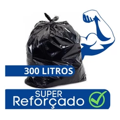 Saco de Lixo Preto Super Reforçado 300L Extra Forte