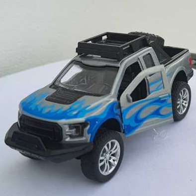 Miniatura carrinho de ferro Ford Ranger Raptor 4x4 chamas caminhonete