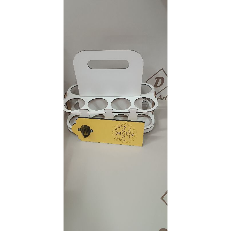 Conjunto para bebidas com suporte para 8 cervejas e abridor de garrafas