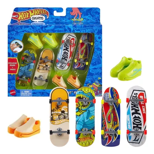 Brinquedo Skate Dedo Hotwheels Pack 4 Fingerboards & Shoes - Mattel Hgt84 em Oferta na Shopee