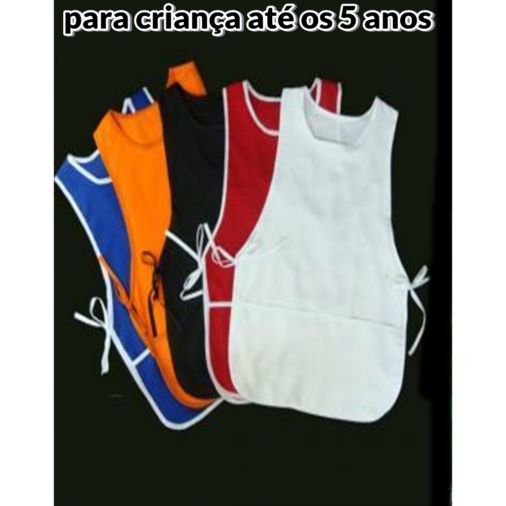 Avental escolar infantil colete de napa super resistente Kit com 3 unidades