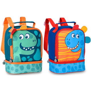 Mochila Lancheira Bolsa Escolar Infantil Termica Estampada Com Bichinhos Para Criancas Dinossauro Dino Azul Verde - Clio Style