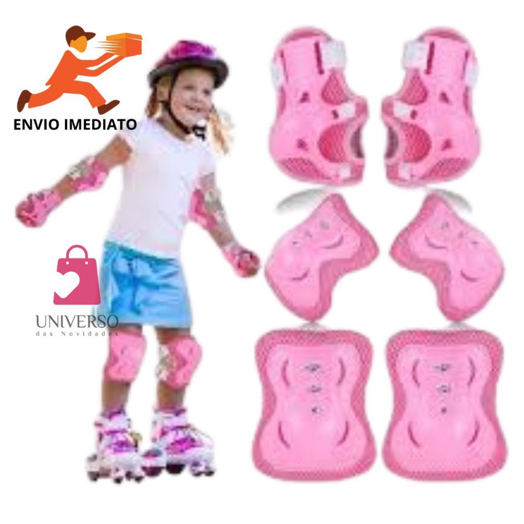 Kit Super Proteção Joelheira Cotoveleira E Luvas Criança Acima 6 Anos Para Patins, Skate e Patinete