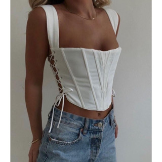 Corset Beatriz/ Cropped com Barbatanas/ Amarração Lateral/ Corpete Moderno