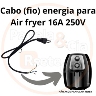 Cabo de energia (fio) para air fryer Mondial Philco Britânia Mallory Walita Multilaser