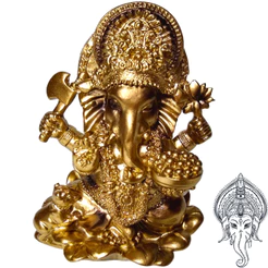 Enfeite de Resina Estatua Ganesha Deusa Hindu Meditação Sorte Dinheiro Prosperidade