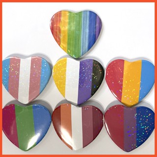 Botton Broche Coração Orgulho LGBTQIA+ - Efeito Holográfico Confete
