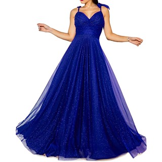 Vestido Longo De Festa Madrinha, Alcinhas, tule brilho 067