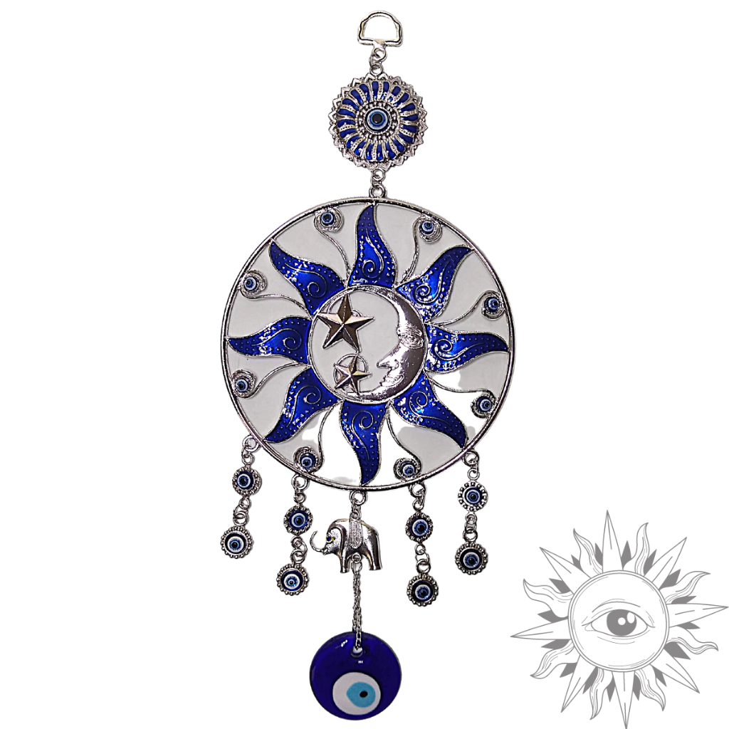 Mandala Petalas Sol Lua Estrela Olho Grego Olho Turco Talismã Proteção Mistica Contra Inveja e mal olhado