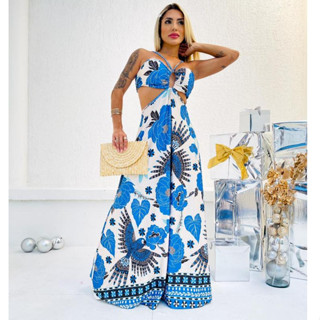 Vestido feminino longo estampado