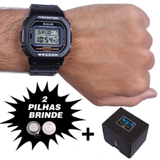 Relógios Masculinos Aqua Original G Digital Shock Caixinha  2 Pilhas Extra Esportivo Prova Dagua