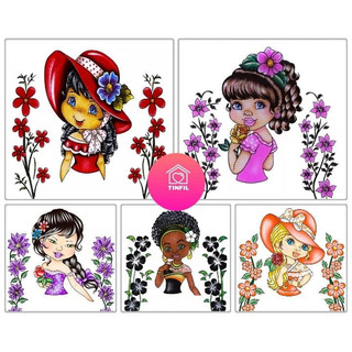 pano de prato boneca kit 5 com premium com glitter 45x70 grande