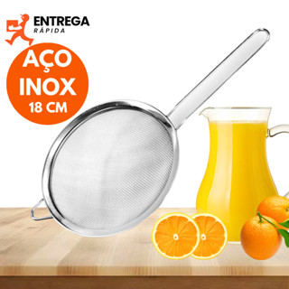 Peneira Coador de Suco Farofas Inox 18cm Versatilidade Premium na Cozinha Multiuso Universal